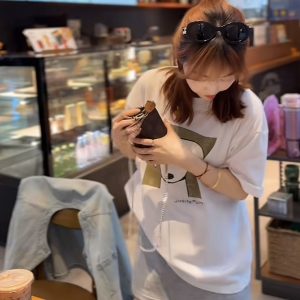 Dog Print T-Shirt Half Skirt Denim Vest Three-Piece Set