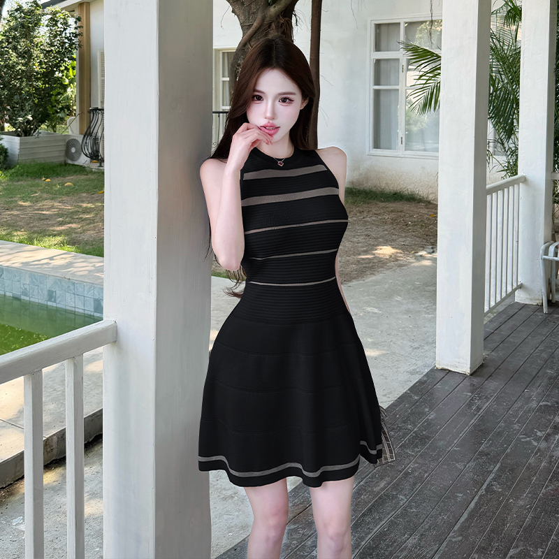 Sleeveless Knit Bodycon Dress for Women Summer 2026 Hollow Waist - Image 2