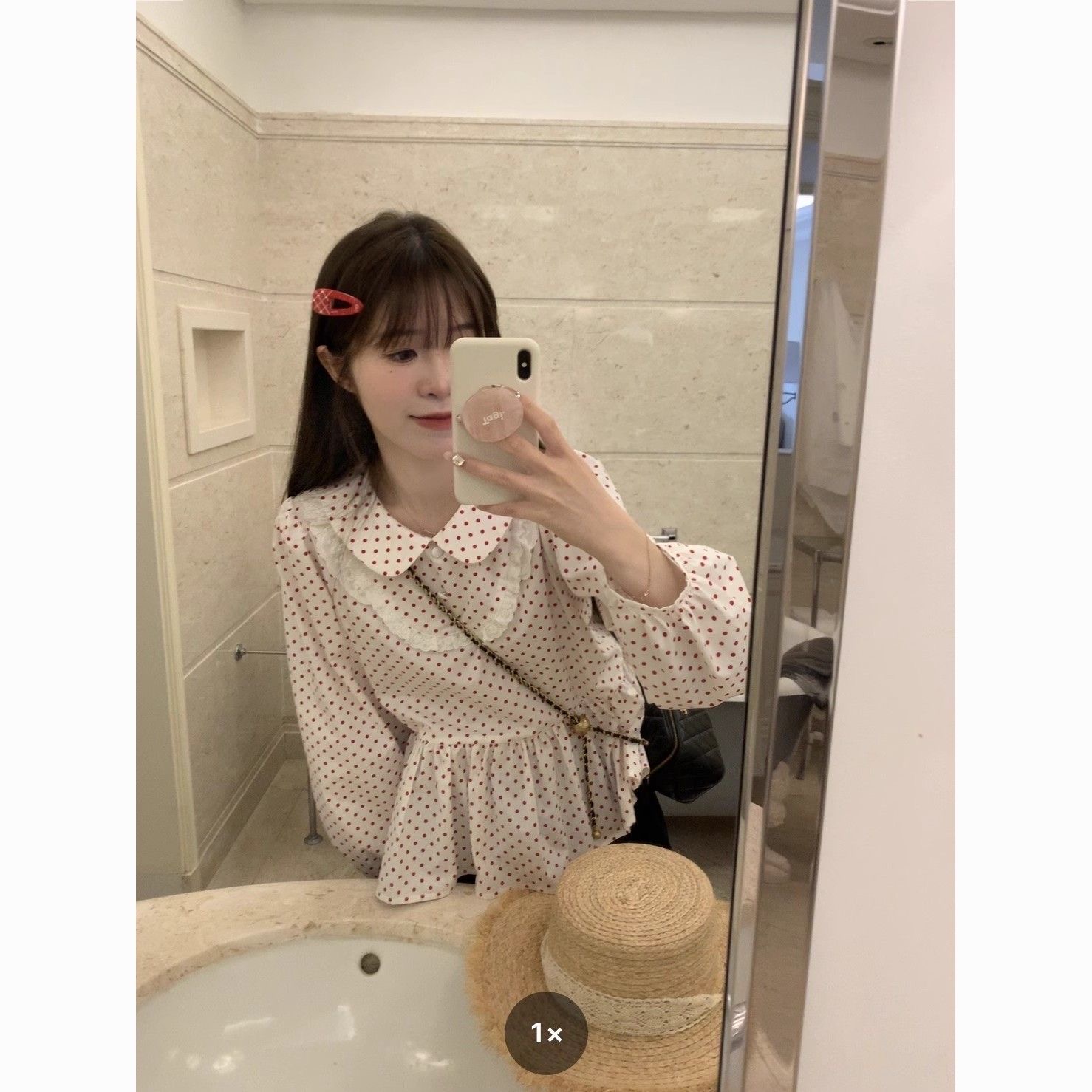Red Polka Dot Doll Collar Shirt 2025 New Double Layer Lace Japanese Cute Doll Blouse Long Sleeve Shirt Top - Image 2