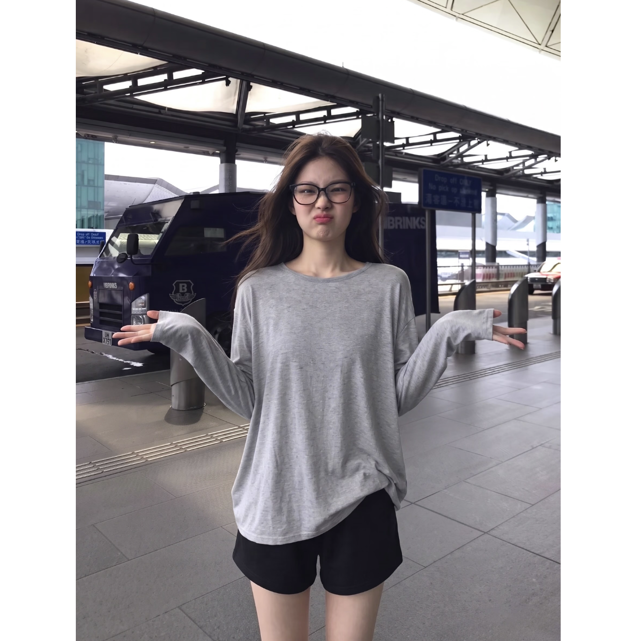 Korean Style Gray Lightweight Long Sleeve T-Shirt Women Solid Loose Lazy Breathable Sun Protection Cover-Up Summer Top