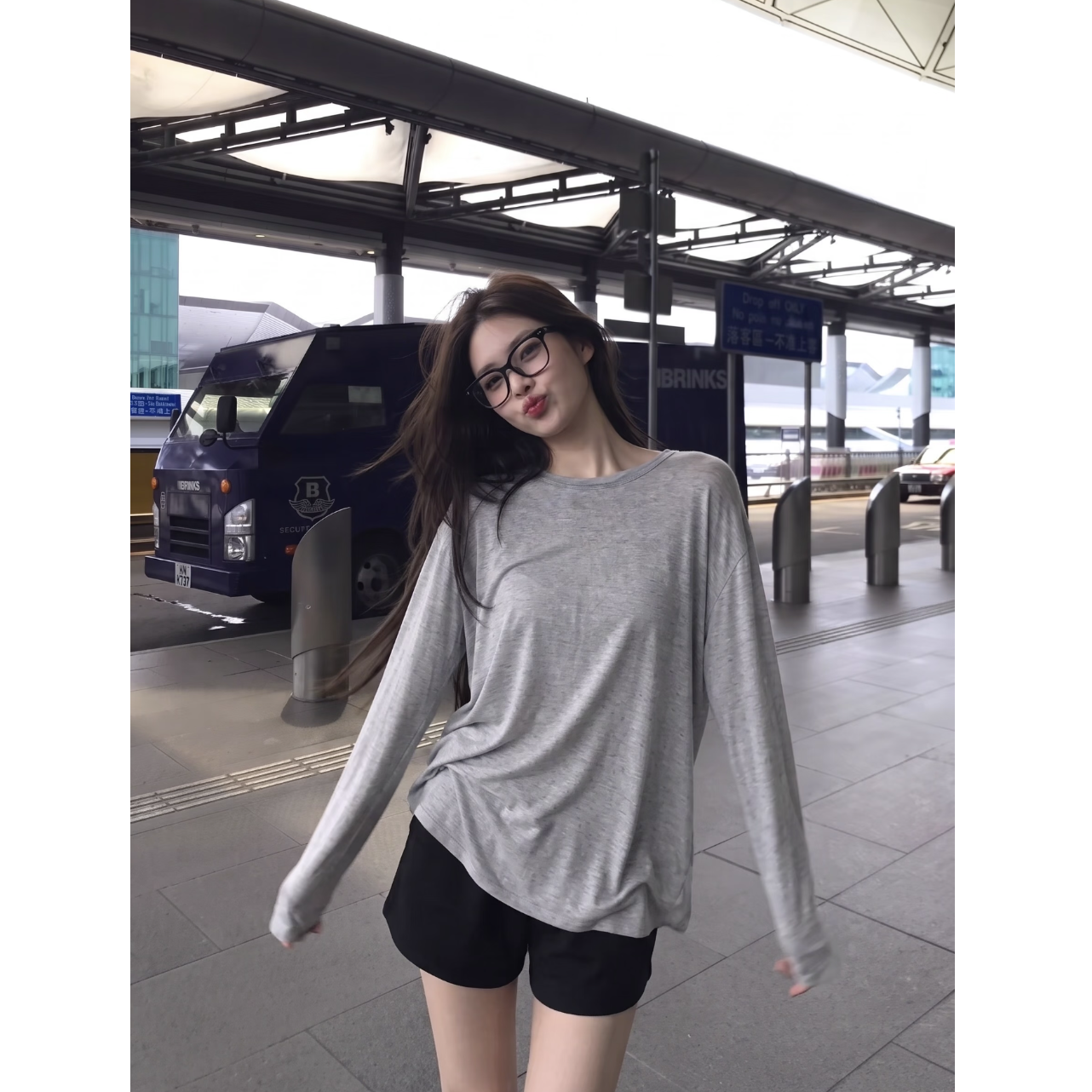 Korean Style Gray Lightweight Long Sleeve T-Shirt Women Solid Loose Lazy Breathable Sun Protection Cover-Up Summer Top - Image 4
